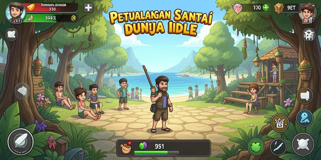 Tampilan gameplay <strong>9ET</strong> yang menampilkan dunia idle yang menawan.