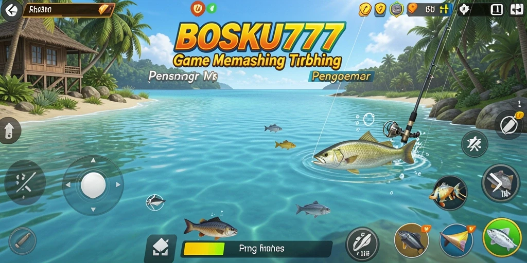 Tampilan gameplay memancing yang menarik di BOSKU777.