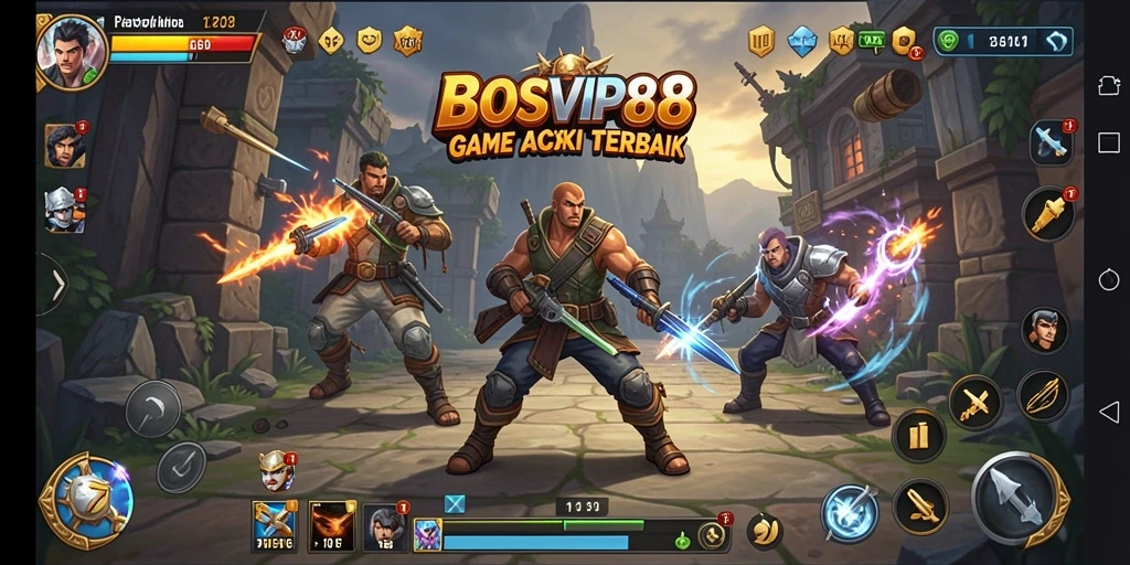 Screenshot gameplay BOSVIP88 menampilkan aksi pertempuran yang mendebarkan.