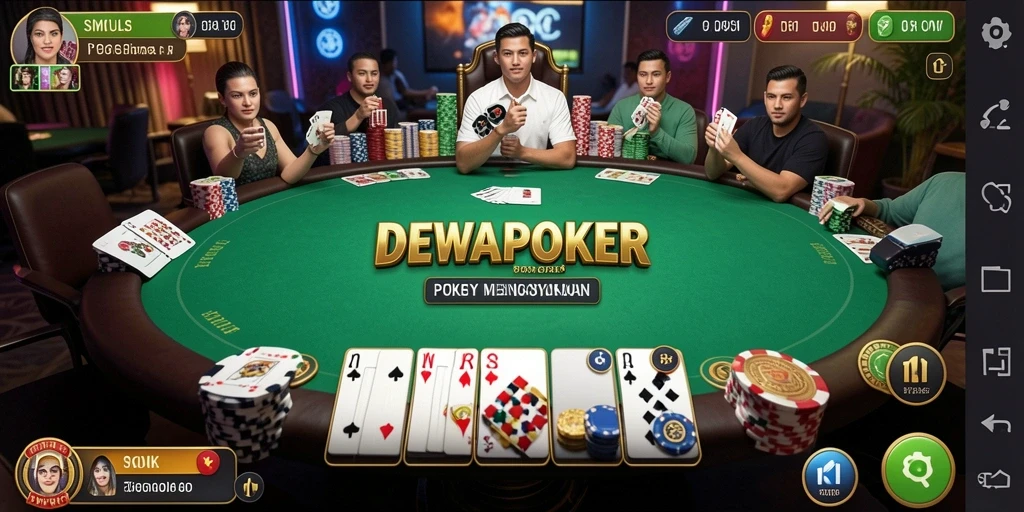 Tampilan gameplay menarik dalam DEWAPOKER yang mendebarkan.