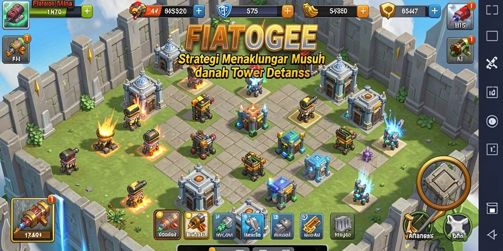 Screenshot gameplay <strong>FIATOGEL</strong> yang menunjukkan pertempuran menegangkan dalam Tower Defense.