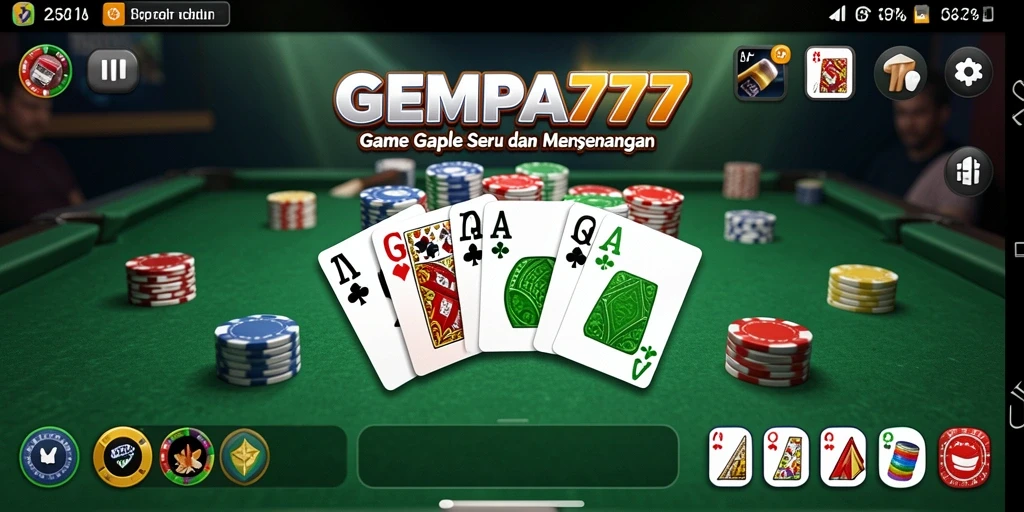 Screenshot permainan GEMPA777 dengan tampilan antarmuka Gaple yang menarik.