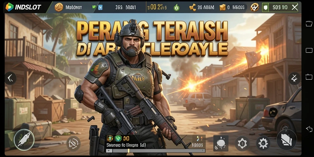 Tampilan gameplay seru di arena Battle Royale INDSLOT.