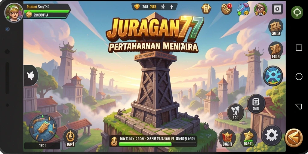 Screenshot JURAGAN77 menampilkan aksi pertahanan menara yang intens.