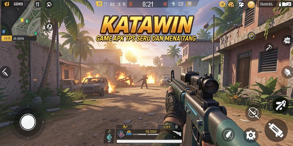 Gambaran gameplay seru dalam KATAWIN dengan aksi tembak-menembak.