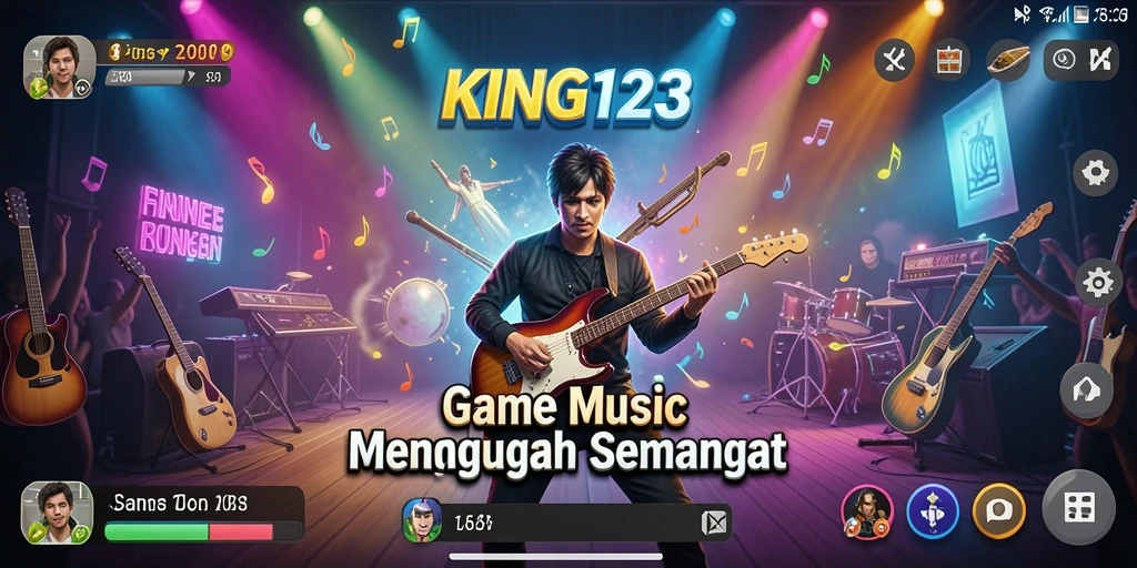 Screenshot KING123 menampilkan antarmuka permainan musik yang menarik dan dinamis.