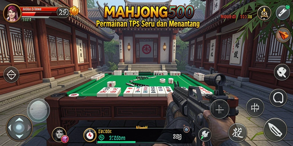 Tangkapan layar gameplay MAHJONG500 yang menunjukkan aksi TPS yang mendebarkan.