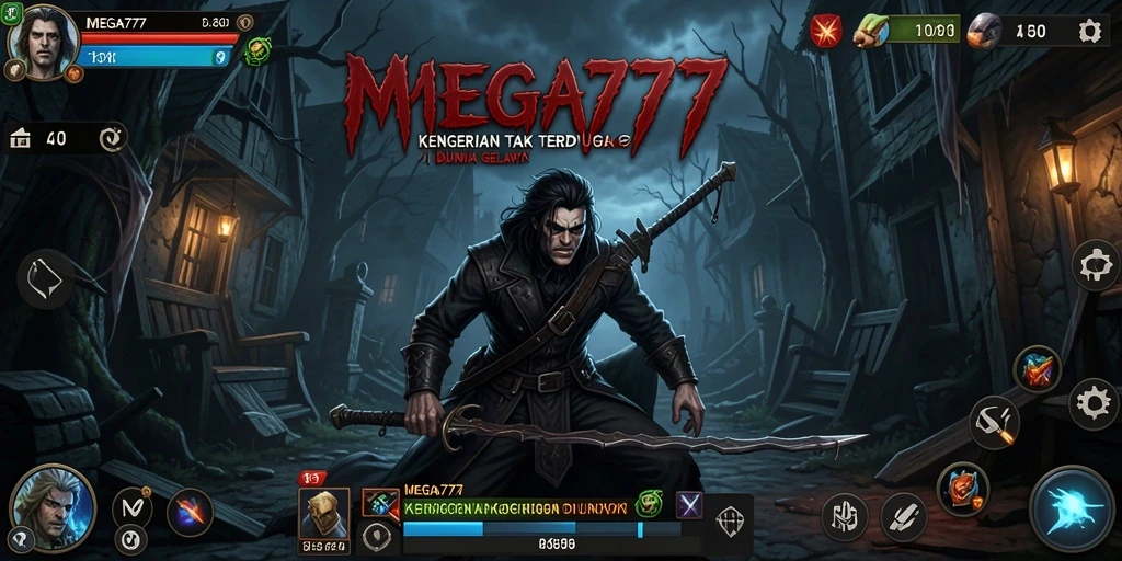 Tampilan mencekam gameplay MEGA777 yang penuh kegelapan dan kengerian.