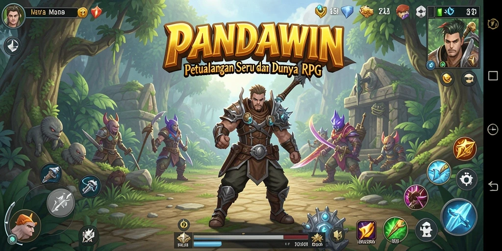 Screenshot gameplay menunjukkan pertarungan epik dalam dunia RPG.