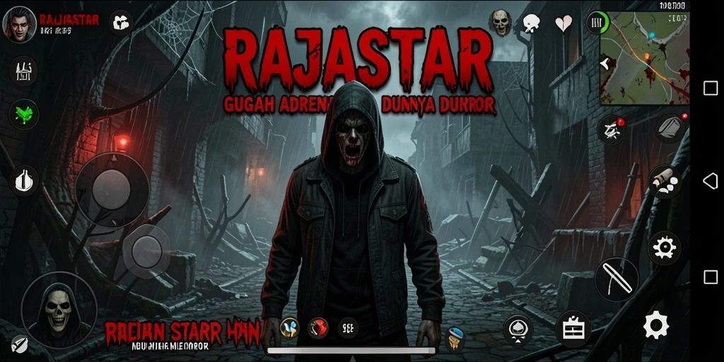 Tampilan gameplay RAJASTAR yang menegangkan dan menyeramkan.
