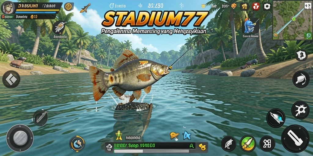 Tampilan menarik gameplay STADIUM77 saat menangkap ikan.